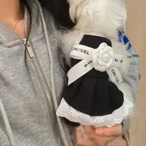강아지 명품옷 리본 나시 민소매 고양이 강아지 여름옷 애견 공주 원피스, 블랙