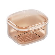 틀니 보관함 케이스 교정기 휴대용 세척 통, 살구색