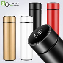 1+1 보온 보냉 물병 휴대용 온도표시 텀블러 스텐 스마트 온도계 LED텀블러 발포세정제, 블랙1개, 레드1개