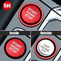 스마트 원격 시동 제어 경보 시스템 1set Alloy start stop 푸시 스위치 버튼 점화 커버 링 트림 for volkswagen passat golf jetta, 빨간 세트