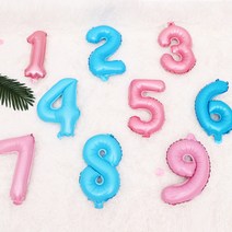 핑크 블루 숫자은박풍선 파티 작은크기 숫자풍선 키즈파티 16인치, 7