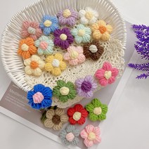 뜨개 꽃 부자재 장식 코사지 브로치 코바늘 리폼 재료, 핑크