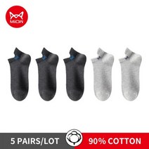 MiiOW 남성용 코튼 양말 자수 로고 통기성 미끄럼 방지 남성 탈취제 발목 청소년 신발 5 쌍, EUR 24-26