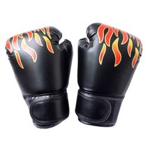 불멍무드등Children Boxing Gloves Professional Breathable PU Leather Flame Gloves Boxing Training Glo, 03 Black