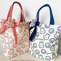 에이치플러스몰 은창)스마일 토끼 토트백 가방 에코백 미니