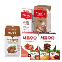 서울우유 클릭유 코코아 우유 190mlx12개 외 골라담기/초코 딸기 흰우유, 코코아우유190mlx6개+초코우유200ml6개