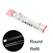 지우개 MONO Zero 기계식 세심한 하이라이트 리 펜 모양 고무 프레스, 12 round refill