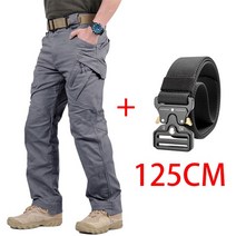 야외 정원 접이식 편의점 남성용 전술 카고 바지 야외 방수 SWAT 전투 군사 위장 바지 캐주얼 멀티 포켓, 16 IX9 Gray Set_06 XXXL