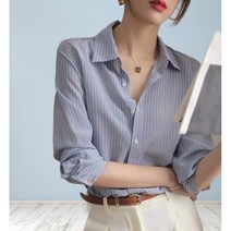 여성루즈핏 스트라이프캐주얼셔츠 LSAKELI6EIKJ9