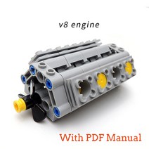 전기모터 소형 DC 전동 강력모터 MOC 크리에이티브 하이테크 부품 키트 V2 V4 V6 V8 엔진 실린더 빌딩 블록, 07 V-8