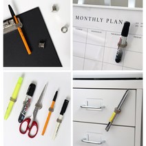 탈부착 특허 마그네틱 자석펜홀더 화이트보드자석 클립보드펜홀더, 엄마자석 (실버 6개)