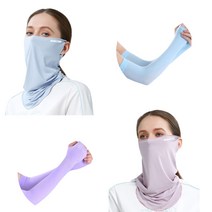 몬스터 아이스 마스크 2ea + 토시 2pair / 쿨 퀵드라이 자외선 차단 / 블루 퍼플