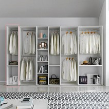 화이트 드레스룸용 키큰 행거선반 옷장 40cm 옷방장 시스템 고급 가구 24평, 1_화이트