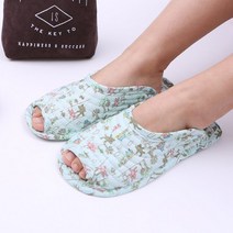 조이위픽스 퀼트 실내화 면실내화 면슬리퍼 퀼트슬리퍼, 그린꽃송이