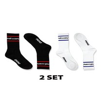 크럼프 패션양말 [삭스] 레터링 (CA0003-1)-2set - BLACK