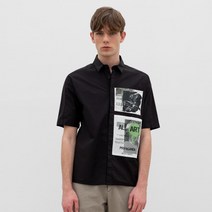 [안토니모라토] [모델착장] 남성 패치 장식 반팔 셔츠 MMHSK5167-900