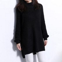 W4075 심플한 반목 롱니트원피스형 언발롱니트티셔츠