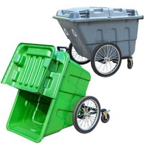 대형쓰레기통 대용량 사각 종량제 이동식 쓰레기통, 소형 휠 모델 그린커버 없음