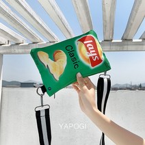 YAPOGI 크로스백 여성 트렌드 한국판 크리에이티브 숄더백 해괴한 스몰백 개성 있는 감자칩백 광대역 캔버스백 YAPOGI