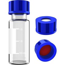 필기 영역 및 눈금이 있는 2mL 오토샘플러 바이알 9-425 HPLC 스크류 캡 화이트 PTFE 및 레드 실리콘 셉타 100개 206195, 100, Clear Vial & Red PTFE Septa