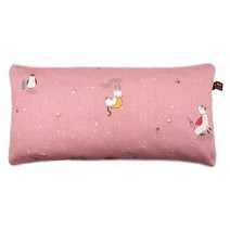 메밀베개 진드기방지속커버 낮잠 곡물 사각 베개, 일러스트핑크