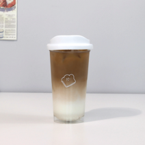 덕주방 리유저블 텀블러 투명 캐릭터 빨대 커피 카페 아이스 콜드컵 리유저블컵 355ml 473ml 591ml, 블랙