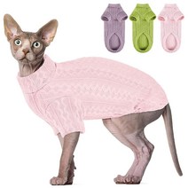 SUNFURA 고양이만 위한 고양이 스웨터 소매가 있는 터틀넥 고양이 스웨터 풀오버 Sphynx 털이 없는 고양이 셔츠 통기성 있는 새끼 고양이 옷 고양이 소형견을 위한 고양, Small, Pink