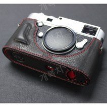 LEICA 라이카 m240P MP M262 MD 가죽 속사 케이스, 가죽 블랙 레드 라인(배터리 직접 교체 가능)