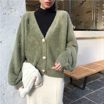 티피 새로운 가을과 겨울 짧은 느슨한 달콤한 니트 가디건여성