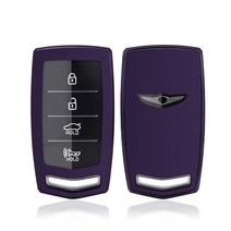 tpu car key case cover fob for hyundai Genesis 2017-2020 g70 g80 g90 4 buttons keyless entry auto ac, 검은색