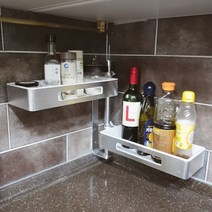 홈바내쓰 욕실 선반 코너 다용도 화장실, 실버 2단