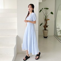 토마토팩토리 여성용 연애해 브이넥 랩 롱 원피스(3color)