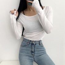 베이직 슬림 U넥 워머 긴팔티셔츠5color