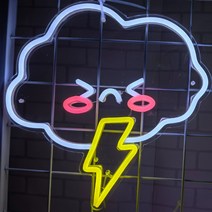 야외 네온 사인 led 간판 커피숍 카페 인테리어 전광판 오픈사인 영업중 보드, 구름번개