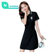 Nuoou 여성 골프웨어 화이트 골프 원피스 블랙 골프치마