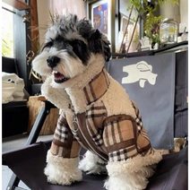 겨울 패션 후리스 강아지옷 중소형 두꺼운 반려견 코트, 브라운, M