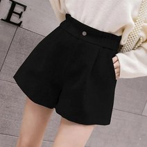 두꺼운 트위드 반바지 여성 가을과 겨울 2021 새로운 신축성있는 하이 웨이스트 하투 부츠 바지