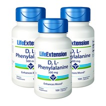 라이프익스텐션 D & L 페닐알라닌 500mg 베지테리안 캡슐, 100개입, 3개