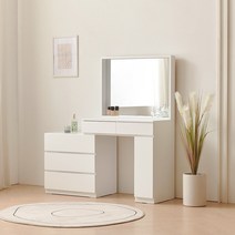 소소숲 헤더 확장형 서랍 화장대 800 (조명형), 화이트