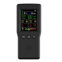 9 In 1 대기질 감지기 온도 습도 Co2 미터 PM2.5 PM10 HCHO TVOC CO 대기 질 용 백라이트 포함, 02 Black, 02 Black Detector