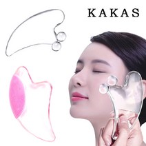 [퍼니네일] 괄사 마사지기 경락마사지기 림프순환스틱 실리콘클렌저 얼굴각질제거기, 2in1 크리스탈 괄사 - 핑크