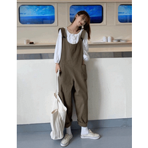 함블리 와이드 오버롤 멜빵바지