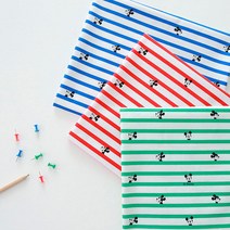소잉홀릭 면20수 디즈니원단 미키스트라이프 3종 미키마우스 캐릭터 천원단 03387, 그린