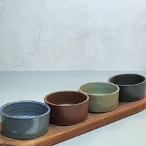 토판 원 일자 찬기 핸드메이드 도자기 찬기 반찬그릇, 블랙