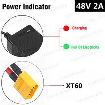 오토바이배터리충전 TANGSPOWER 48V 2A 전기 자전거 납산 배터리 충전기 576V 전자 스쿠터 오토바이, XT60+EU