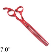 애견 숱 커브 요술 가위 강아지 개 손질 전문 65 7 일본 440C 숱이 청커 생선 뼈 이빨 24, Red-7 inch
