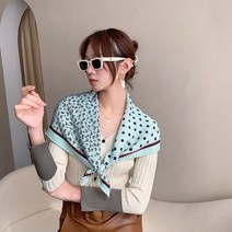 도트 페이즐리 주름 사각 스카프