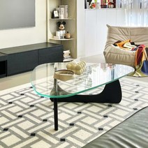 이사무노구치 테이블 디자이너 Isamu Noguch 삼각형 커피 강화 유리 블랙 솔리드 우드 크리 에이 티브 아트 중세 스타일 북유럽, 조립하기_신제품 혜택은 고객센터에 문의