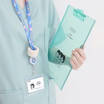 릴형 캐릭터 사원증 목걸이줄 카드수납 릴홀더 명찰, 큐트노랑곰