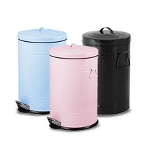 파스텔 모던 컬러 휴지통 (양철) 3L/5L/12L/20L (블루/핑크/블랙/화이트/그레이), 5L, 블루